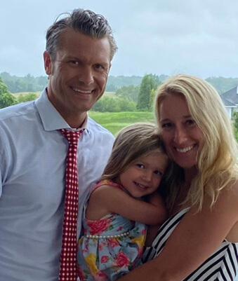 Pete Hegseth with his wife, Jennifer Rauchet, and their daughter.